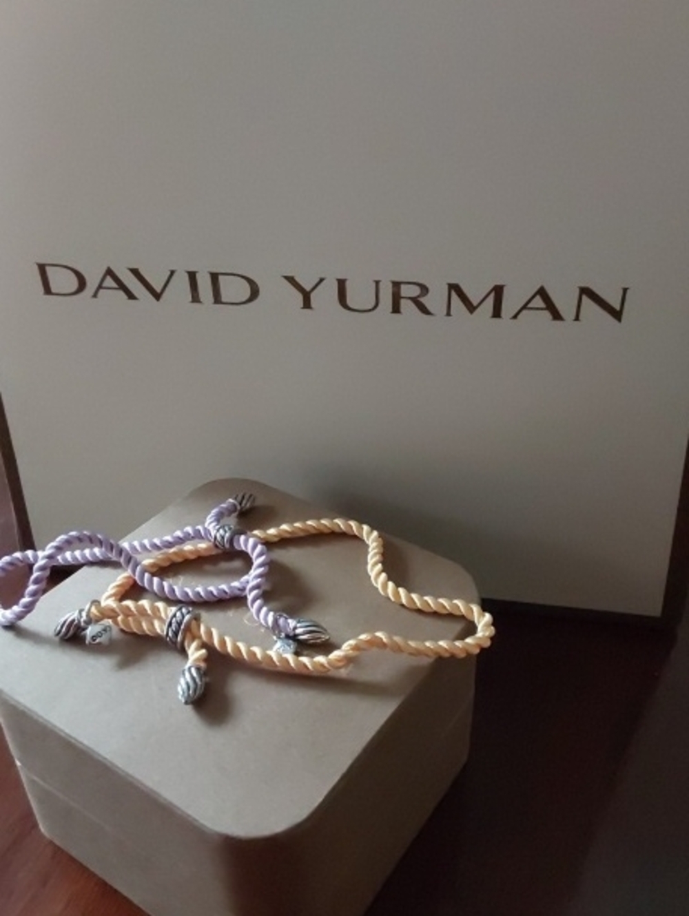 David Yurman Yellow And Lavendar Silk Bracelets NWOT